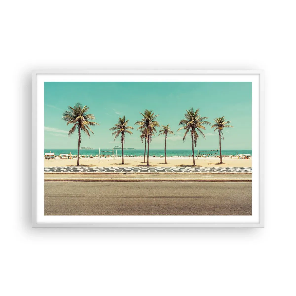 Poster în ramă albă - La paza plajei - 91x61 cm