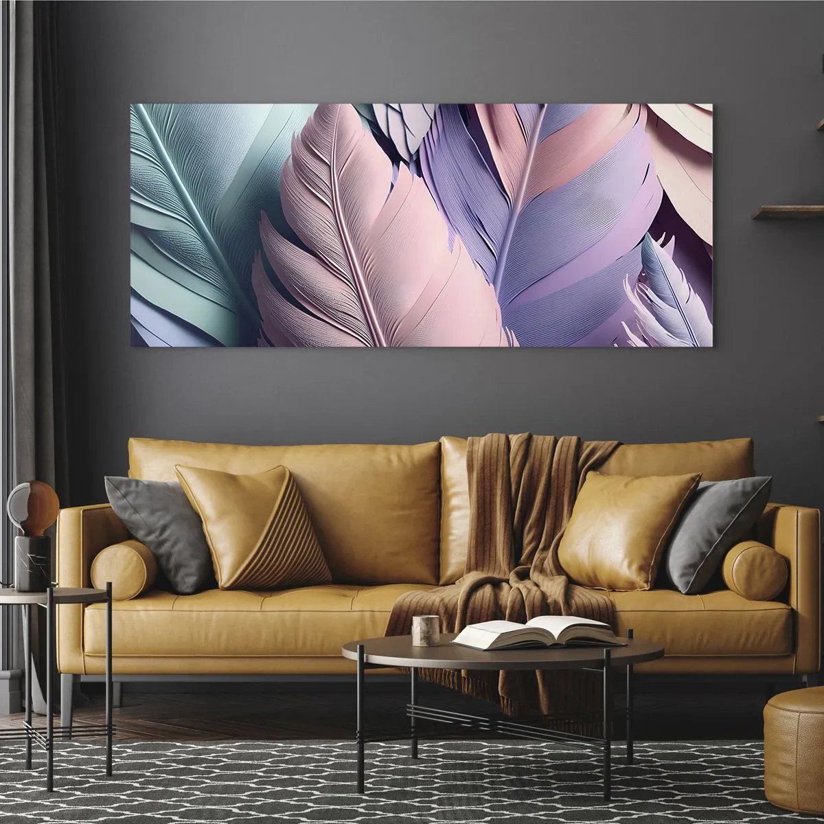 Tablou pe sticlă - Eleganța păsărilor - 100x40 cm