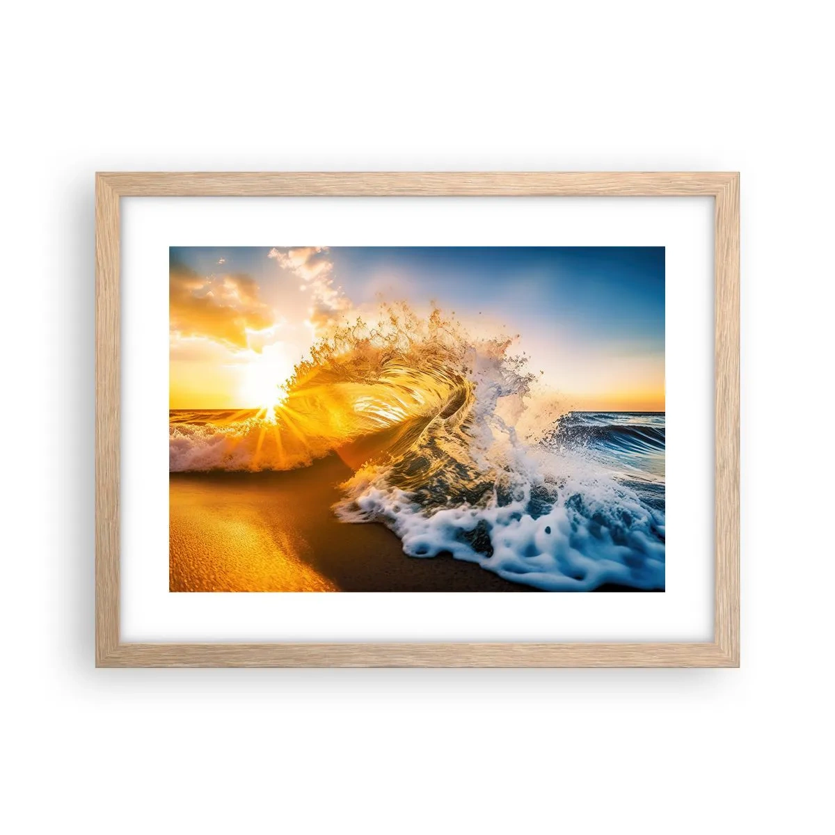 Poster în ramă de stejar deschis - Joc în nisip - 40x30 cm