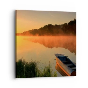 Tablou pe pânză - Răsăritul soarelui peste apă ca un strat de oglindă - 30x30 cm