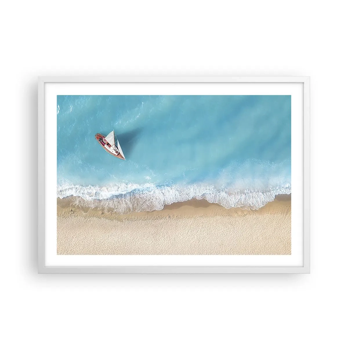 Poster în ramă albă - La frontieră dintre albastru și auriu - 70x50 cm