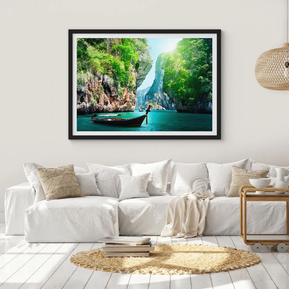 Poster în ramă neagră - Invitație la o călătorie exotică - 70x50 cm
