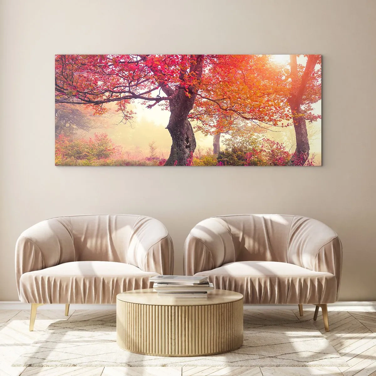 Tablou pe sticlă - O frenezie de înflorire - 100x40 cm