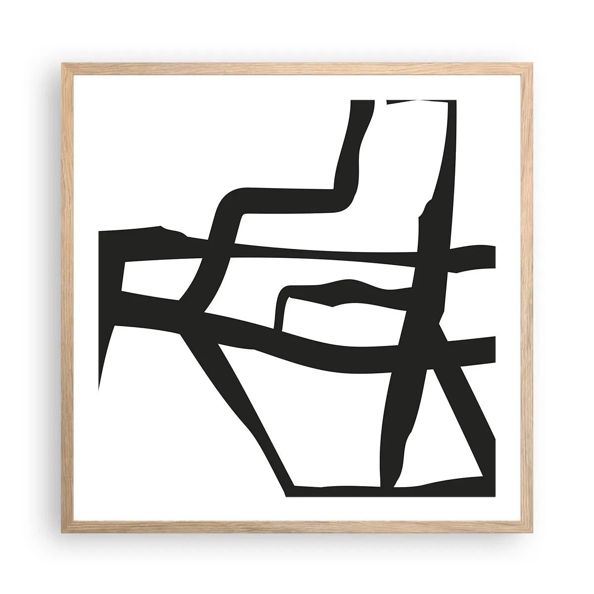 Poster în ramă de stejar deschis - Construcție în alb și negru - 60x60 cm
