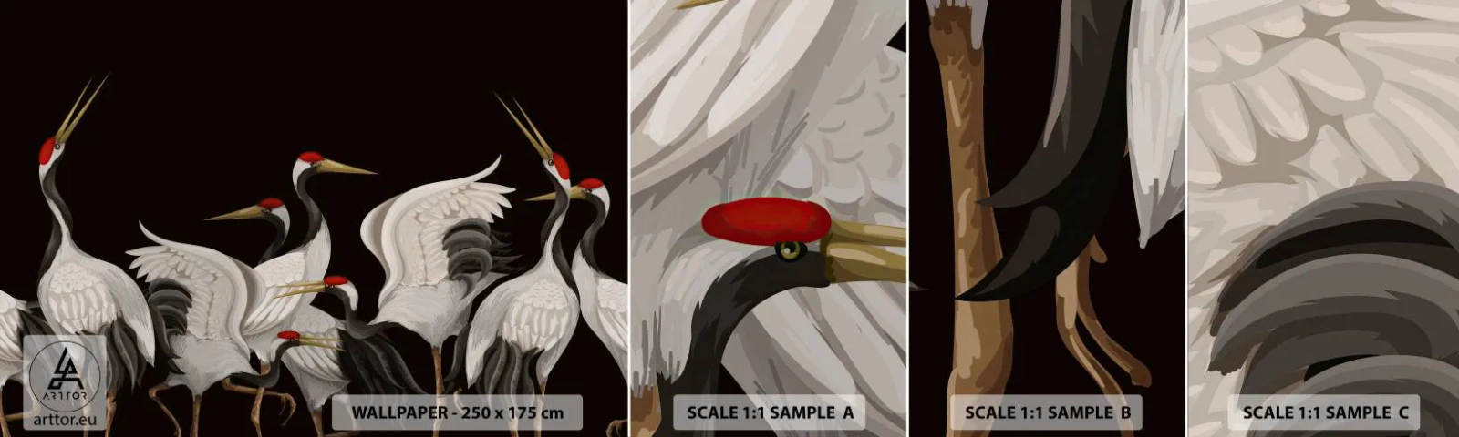 Mostră tapet autocolant Deluxe Sticker - Problemele importante ale păsărilor - Macarale, Păsări, Bucată - 100x30 cm