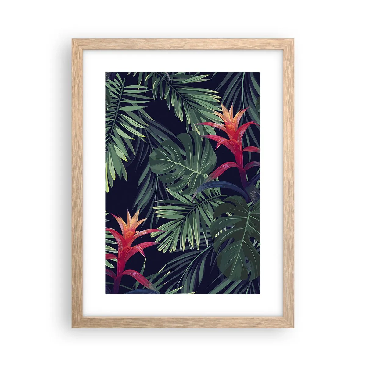 Poster în ramă de stejar deschis - Flacăra verde - 30x40 cm