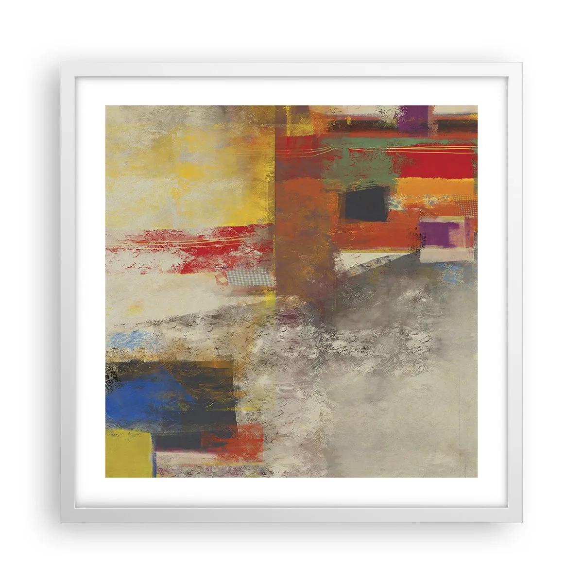 Poster în ramă albă - Geometria culorilor - 50x50 cm