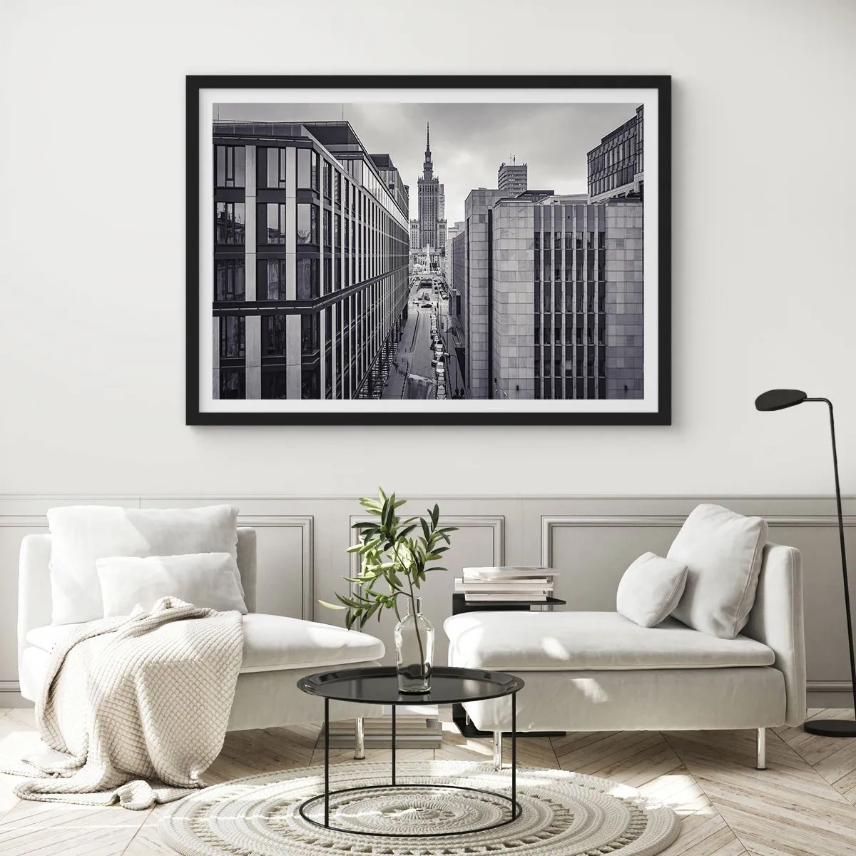 Poster în ramă neagră - Vale citadină din Varșovia - 70x50 cm