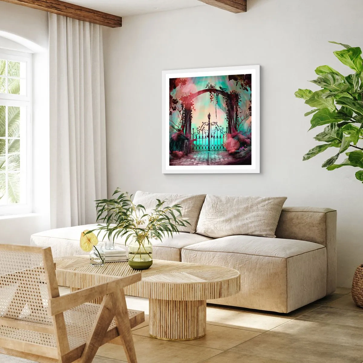 Poster în ramă albă - Grădina secretă - 30x30 cm