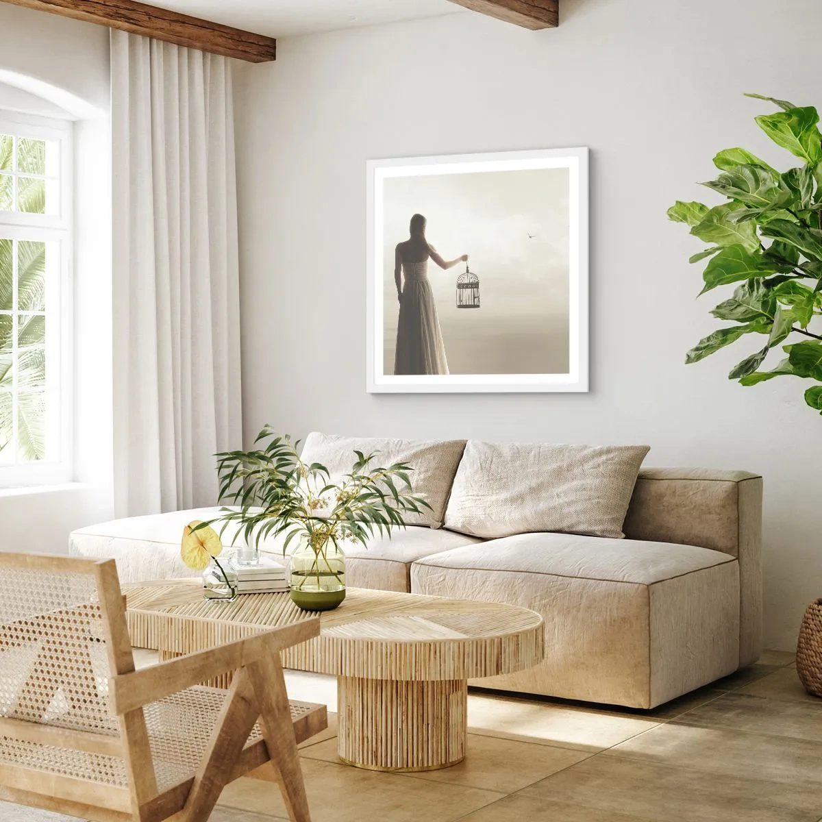 Poster în ramă albă - Fii liberă - 40x40 cm