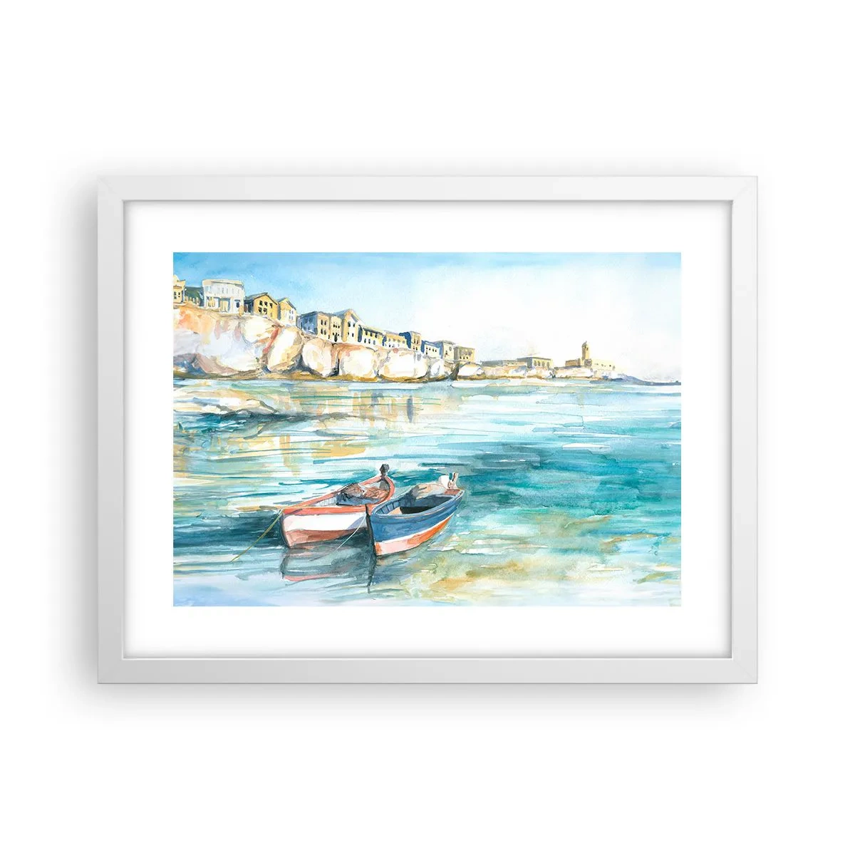 Poster în ramă albă - Peisaj în azur - 40x30 cm