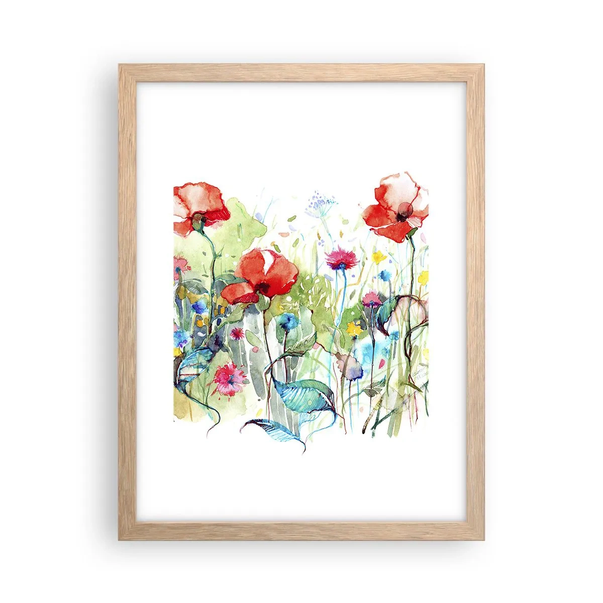 Poster în ramă de stejar deschis - O pajiște înflorită în luna mai - 30x40 cm