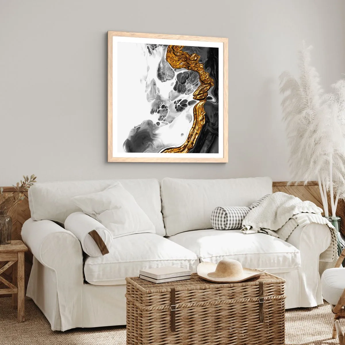 Poster în ramă de stejar deschis - Compoziție organică - 40x40 cm