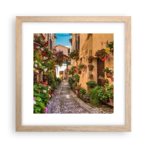 Poster în ramă de stejar deschis - Străduță italiană - 30x30 cm