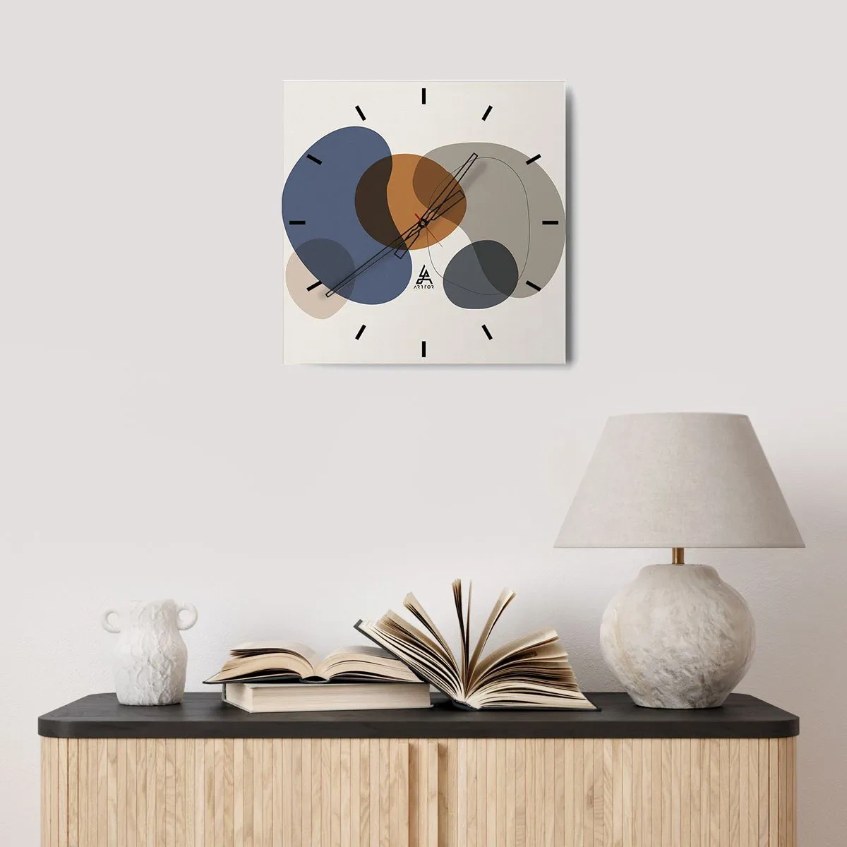 Ceas de perete - Ceas pe sticlă - Picături de culoare - 30x30 cm