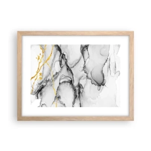 Poster în ramă de stejar deschis - Compoziție cu motiv auriu - 40x30 cm