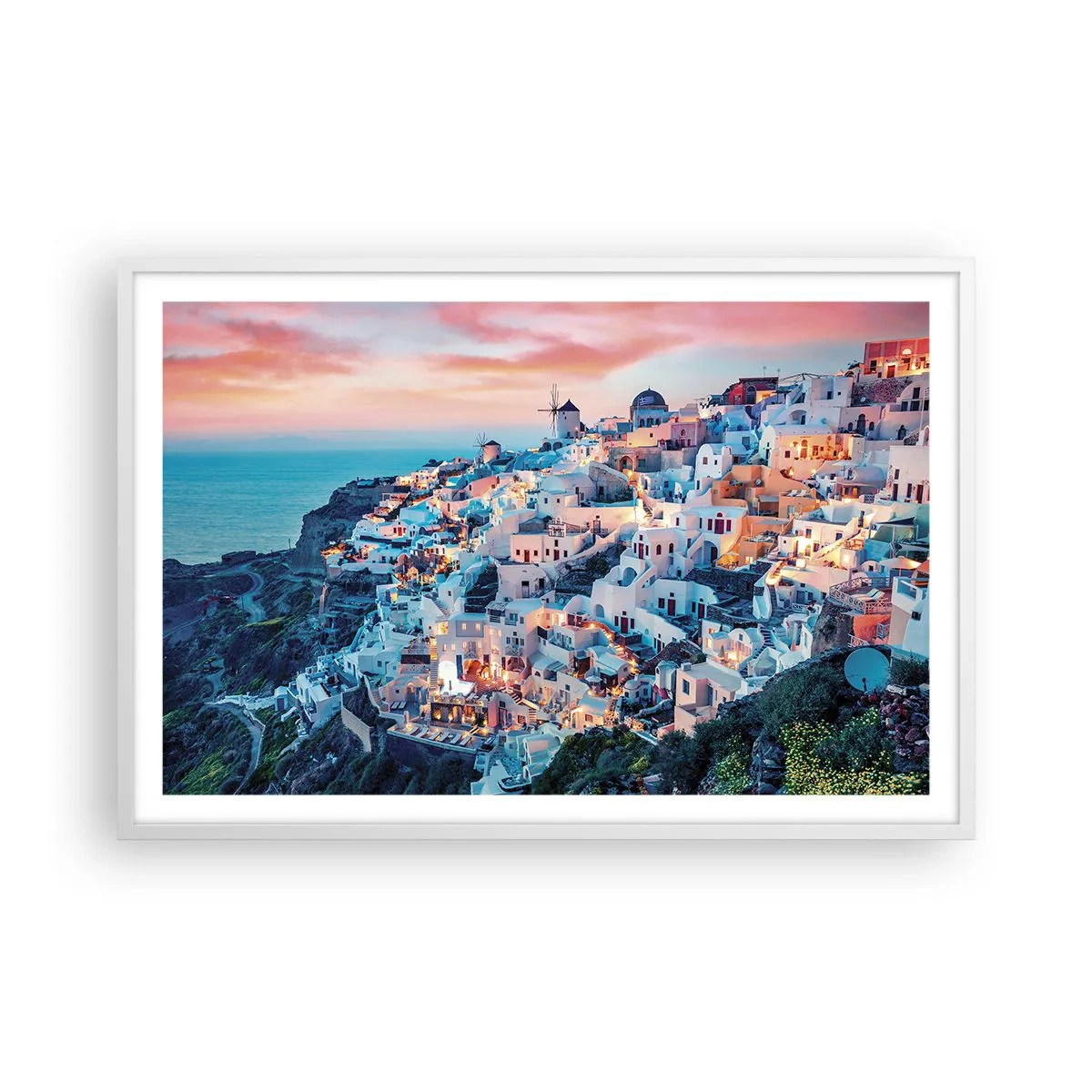 Poster în ramă albă - Vacanța ta grecească - 91x61 cm
