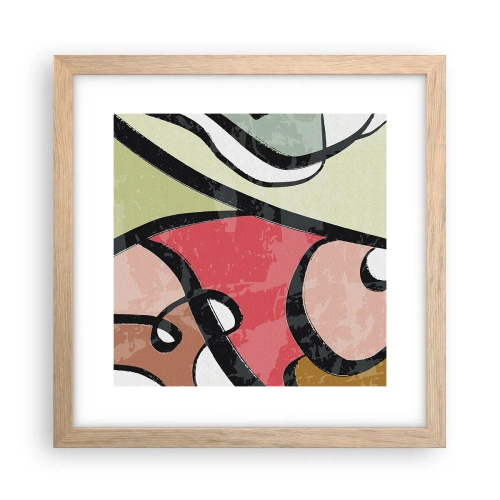 Poster în ramă de stejar deschis - Piruetă printre culori - 30x30 cm