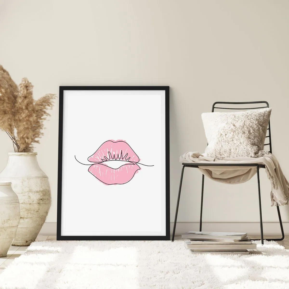 Poster în ramă neagră - Vrei un sărut? - 61x91 cm