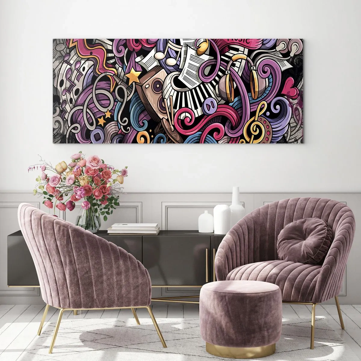 Tablou pe sticlă - Melodie complicată - 140x50 cm