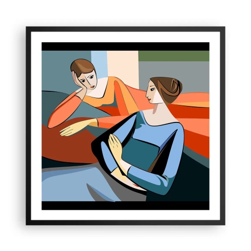 Poster în ramă neagră - Un moment de confidențe - 60x60 cm