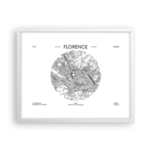 Poster în ramă albă - Anatomia Florenței - 50x40 cm