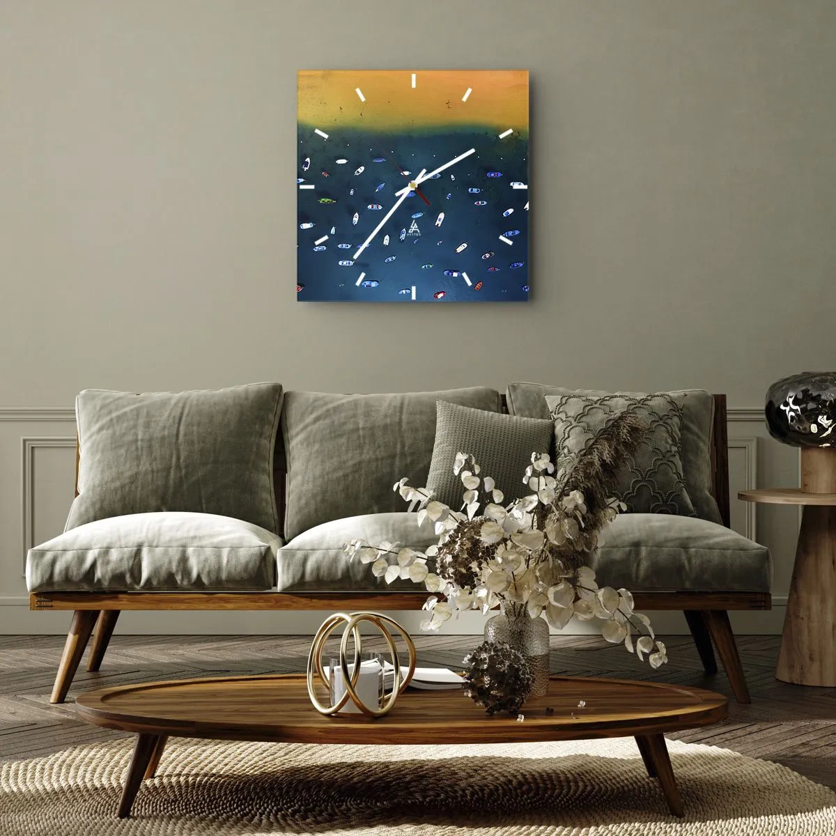 Ceas de perete - Ceas pe sticlă - Joc de vacanță - 30x30 cm