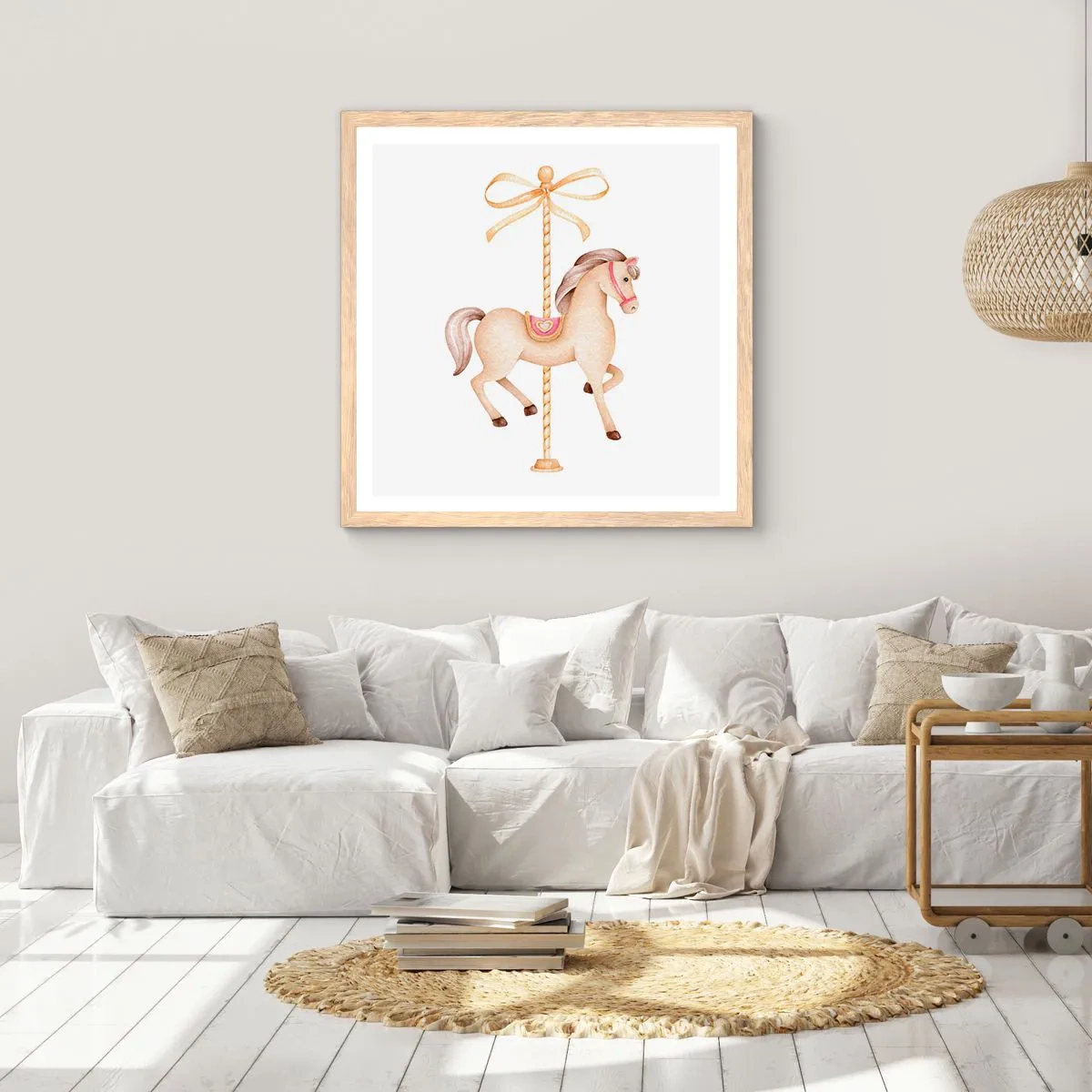 Poster în ramă de stejar deschis - Într-un trap grațios - 30x30 cm