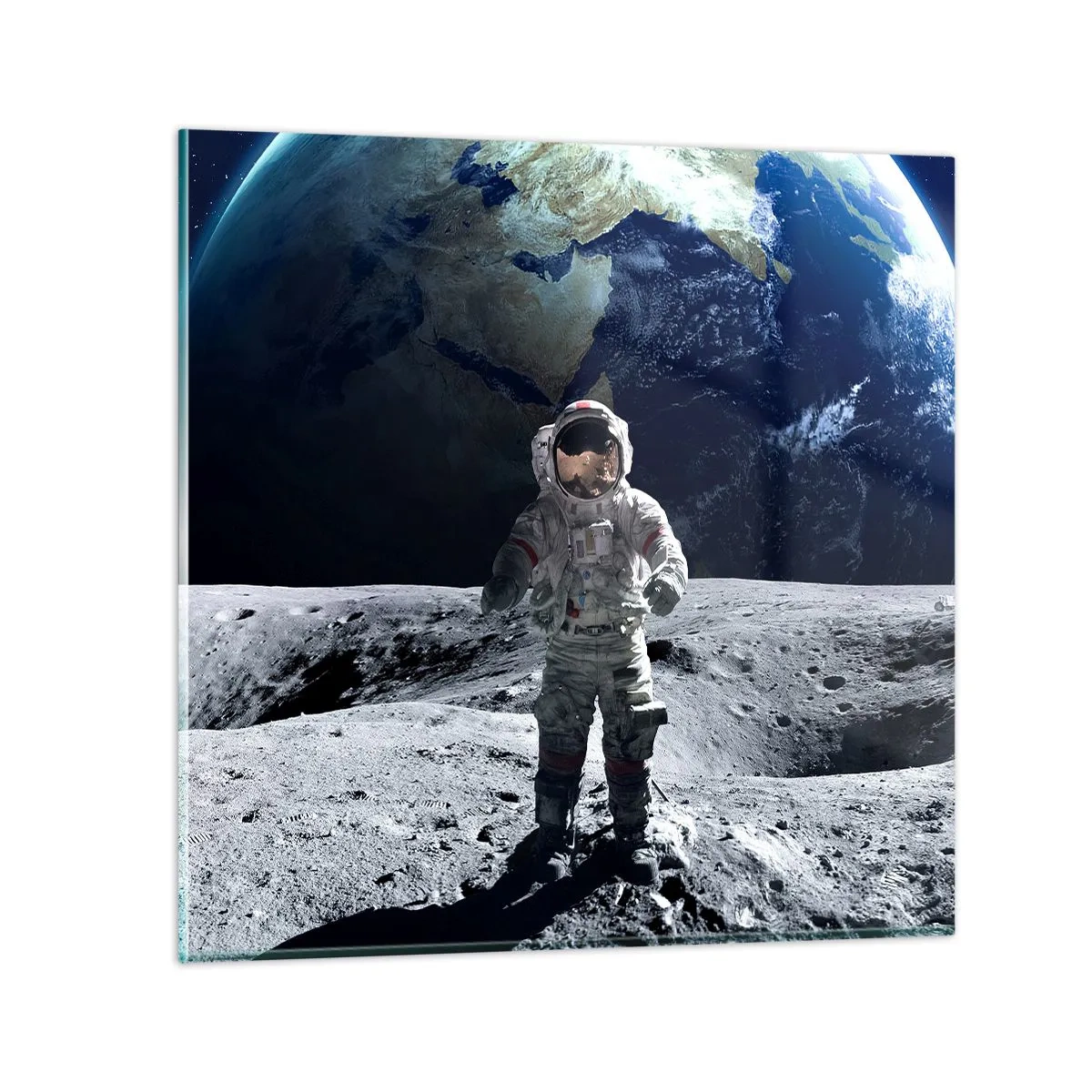 Tablou pe sticlă - Salutări de pe Lună - 40x40 cm