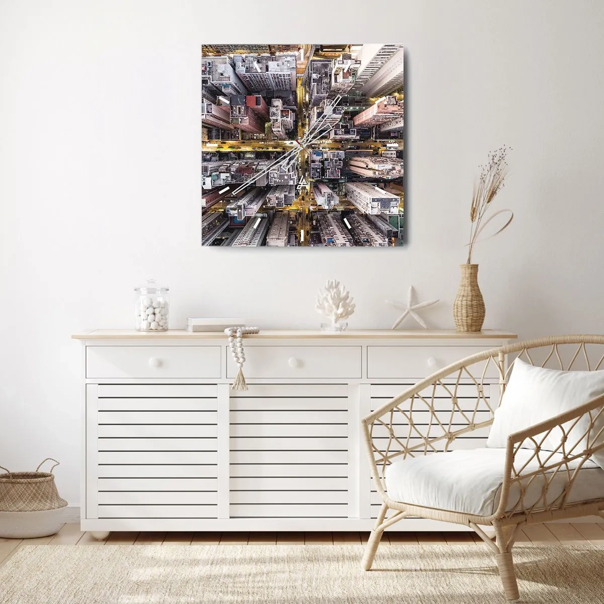 Ceas de perete - Ceas pe sticlă - Salutări din Hongkong - 40x40 cm