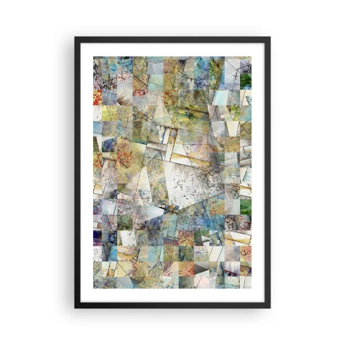 Poster în ramă neagră - Un mozaic abstract de forme geometrice în tonuri pământii. - 50x70cm - Remaniere geometrică - Decorațiune modernă pentru perete pentru living și dormitor ARTTOR