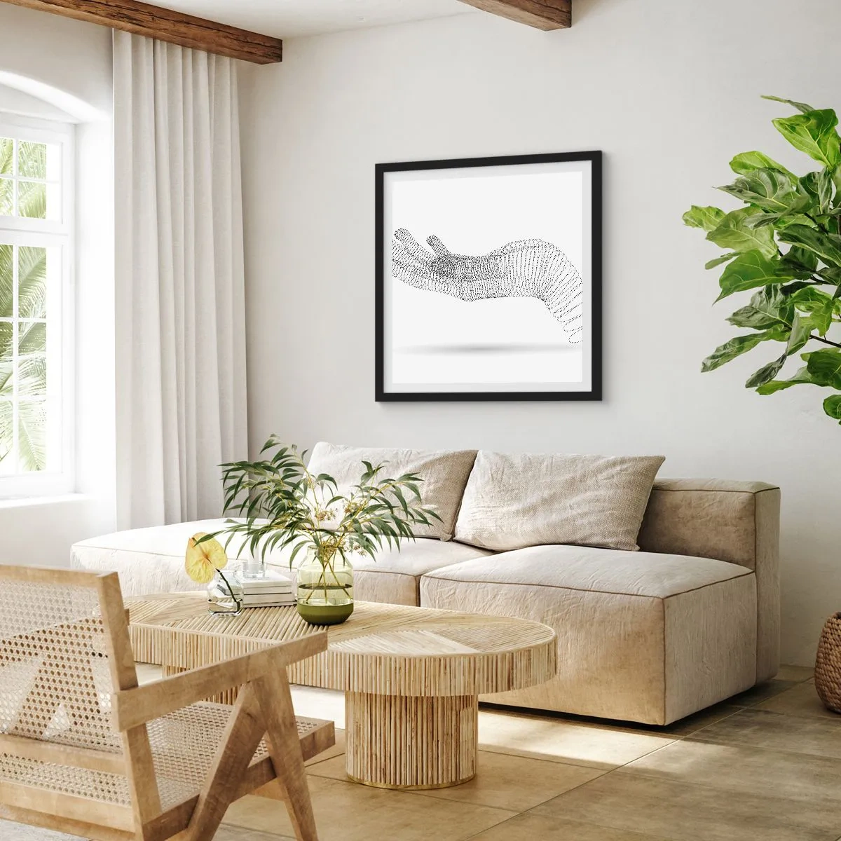 Poster în ramă neagră - Mână arcuită - 60x60 cm