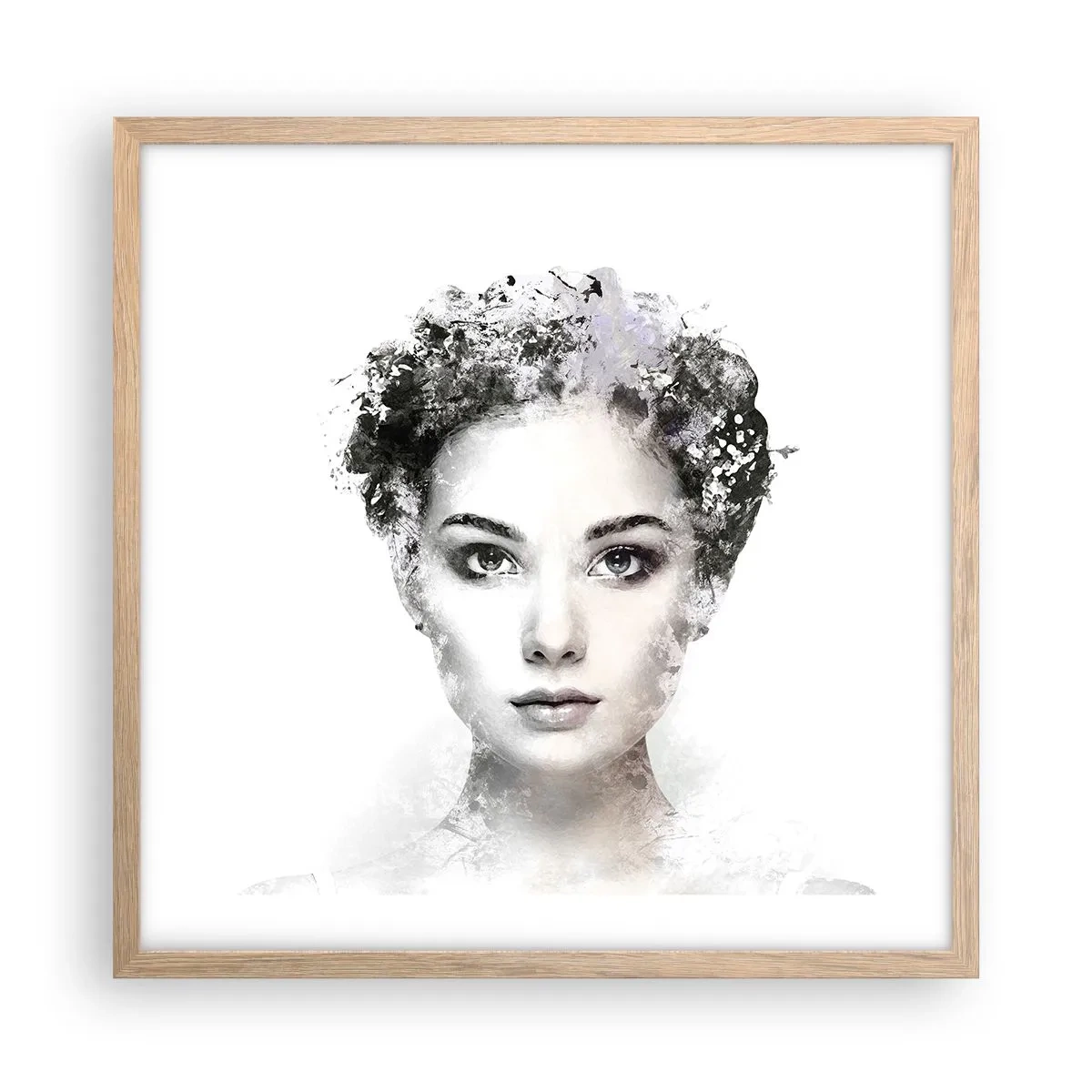 Poster în ramă de stejar deschis - Un portret extrem de elegant - 50x50 cm