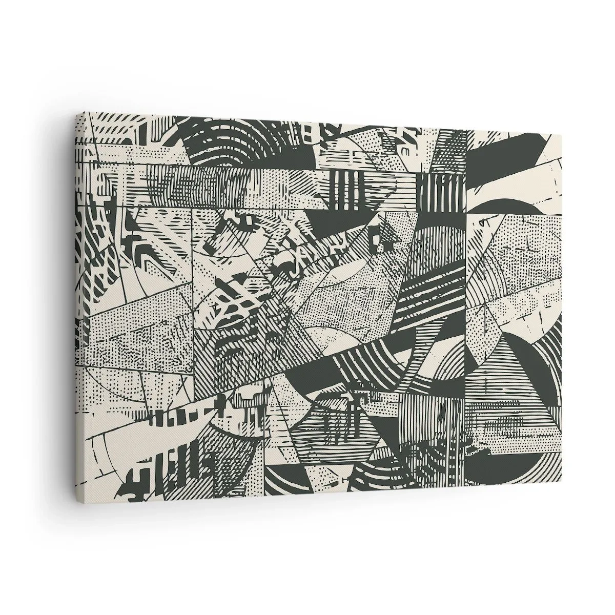 Tablou pe pânză Canvas - Modele geometrice abstracte în nuanțe de verde pe un fundal deschis - 70x50cm - Dinamica de astăzi - Decorațiune modernă pentru perete pentru living și dormitor ARTTOR