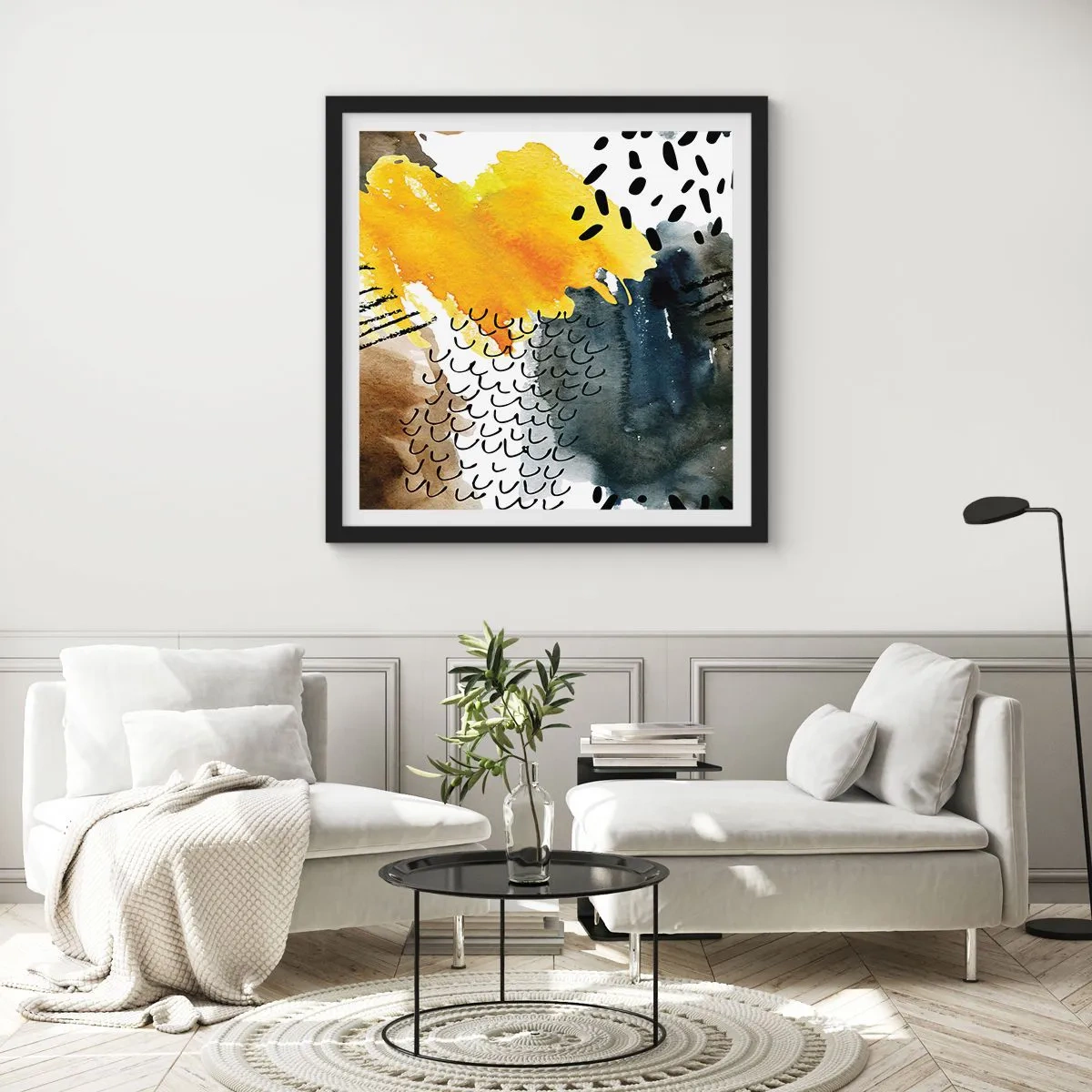 Poster în ramă neagră - O întâlnire a elementelor - 30x30 cm