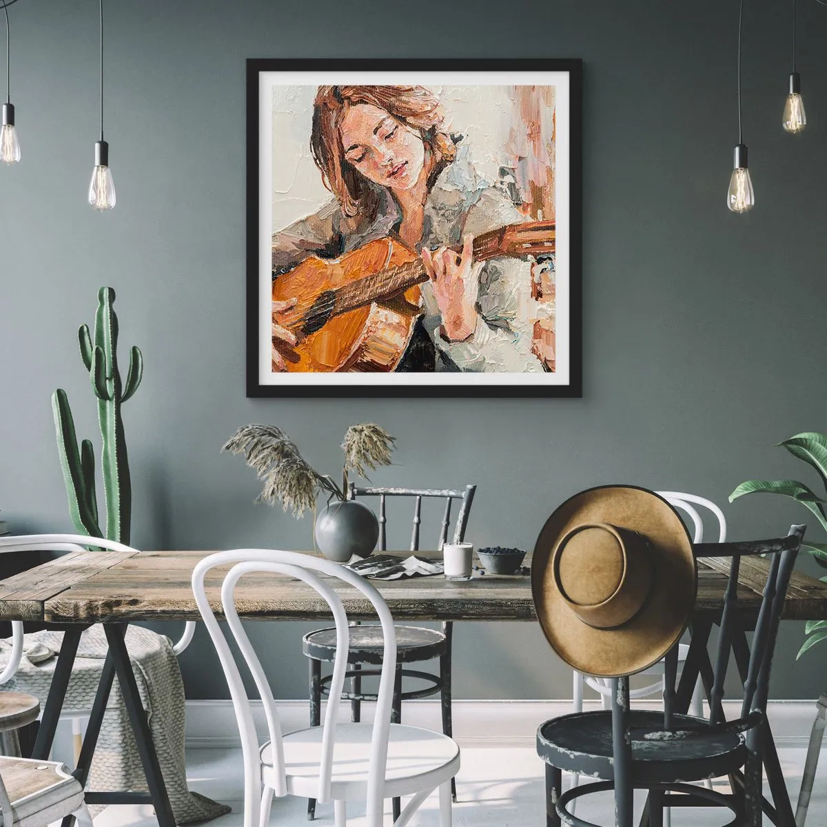 Poster în ramă neagră - Concert pentru chitară și inima unei fete - 40x40 cm