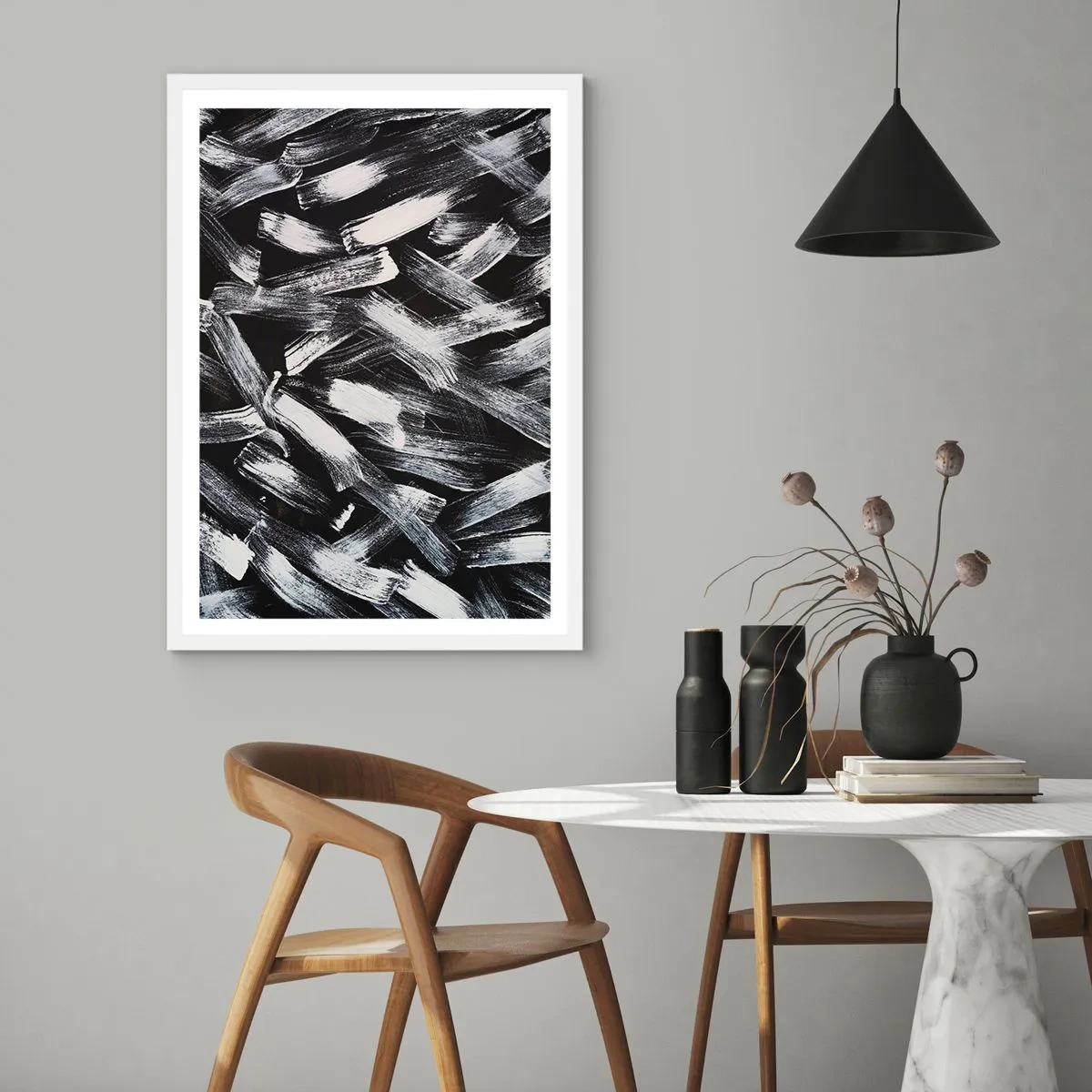 Poster în ramă albă - Abstracție în spirit industrial - 61x91 cm
