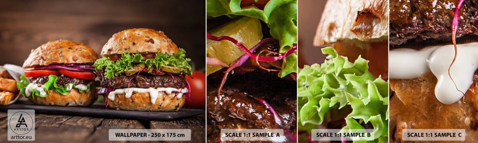 Mostră tapet autocolant Deluxe Sticker - American dream - Gastronomie, Hamburger, Culinar - 100x30 cm