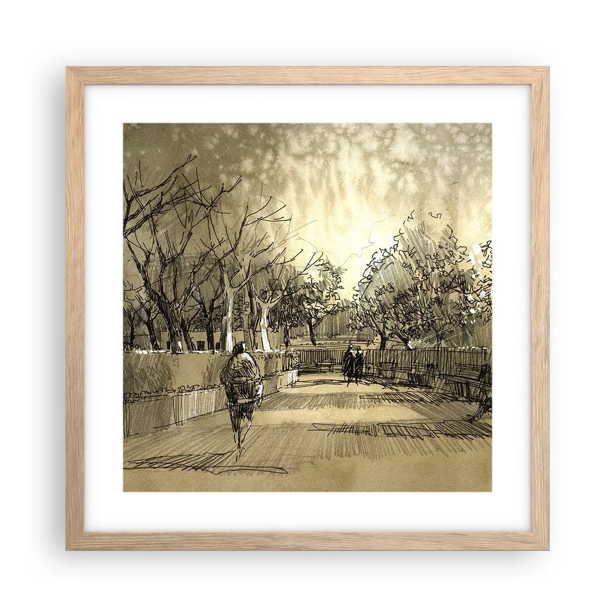 Poster în ramă de stejar deschis - Un moment reținut cu pene - 40x40 cm