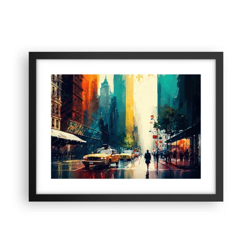 Poster în ramă neagră - New York - aici și ploaia este colorată - 40x30 cm