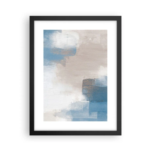Poster în ramă neagră - Abstracție roz în spatele unui voal de albastru - 30x40 cm