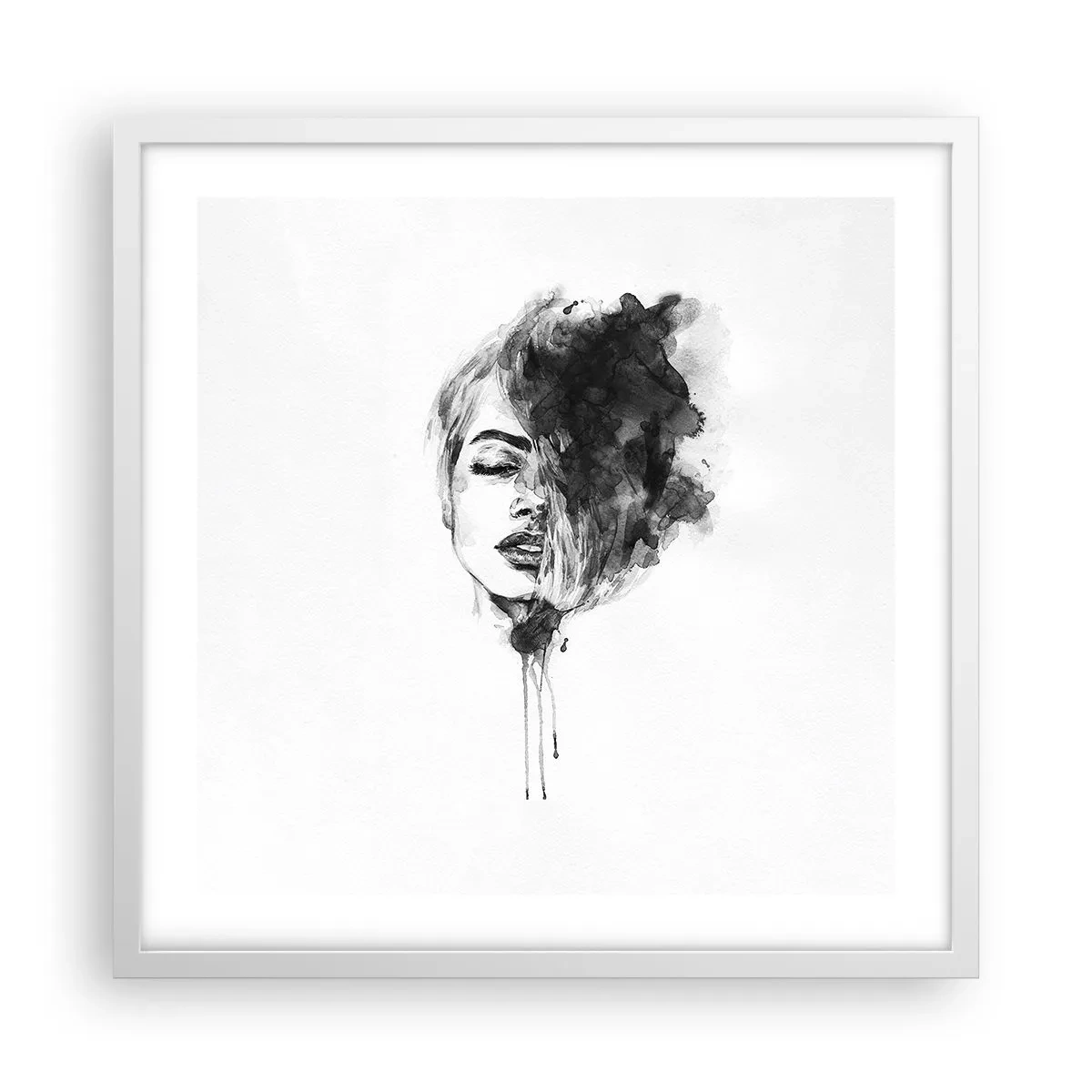 Poster în ramă albă - La ce visează frumoasa - 50x50 cm