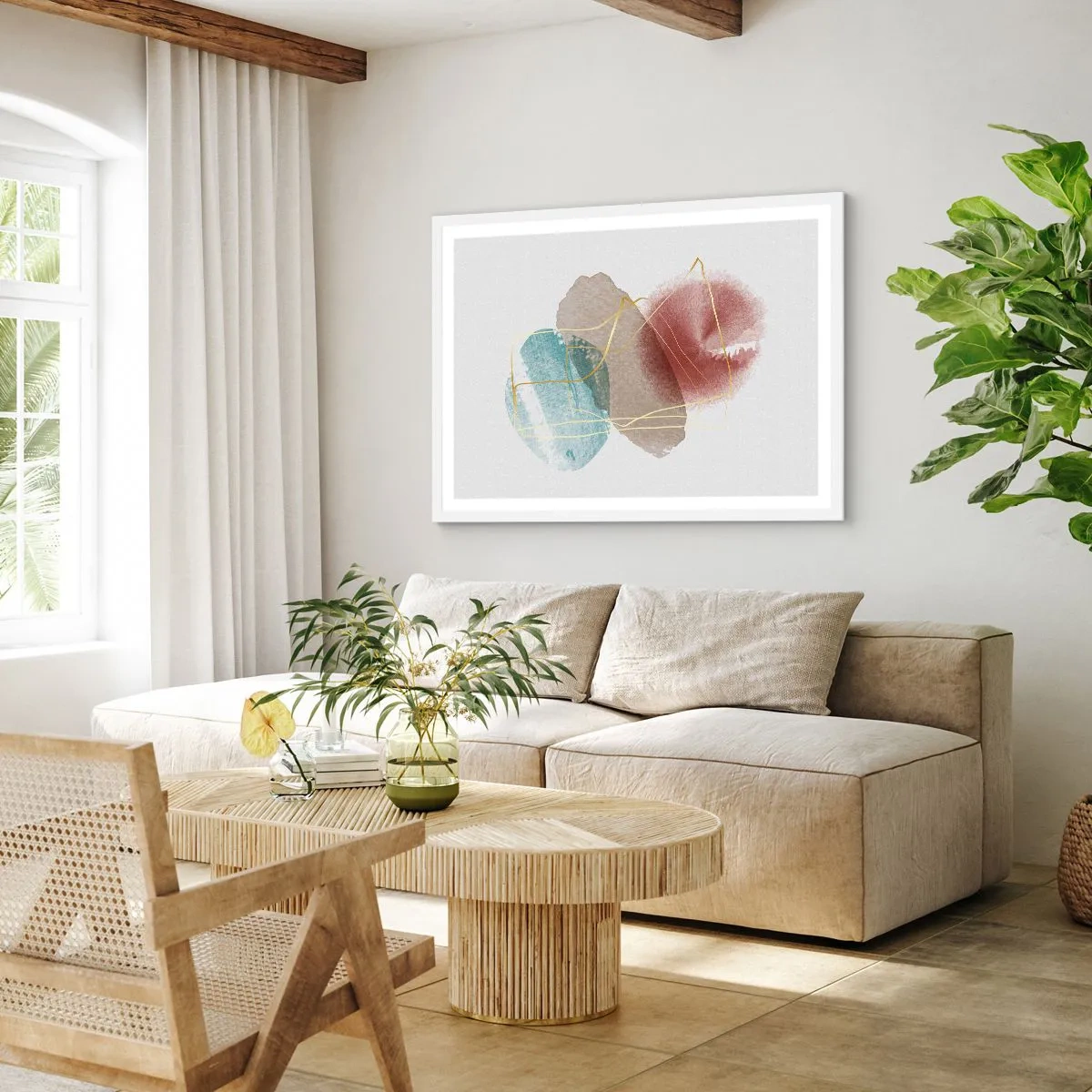 Poster în ramă albă - Mărgele de spațiu - 100x70 cm