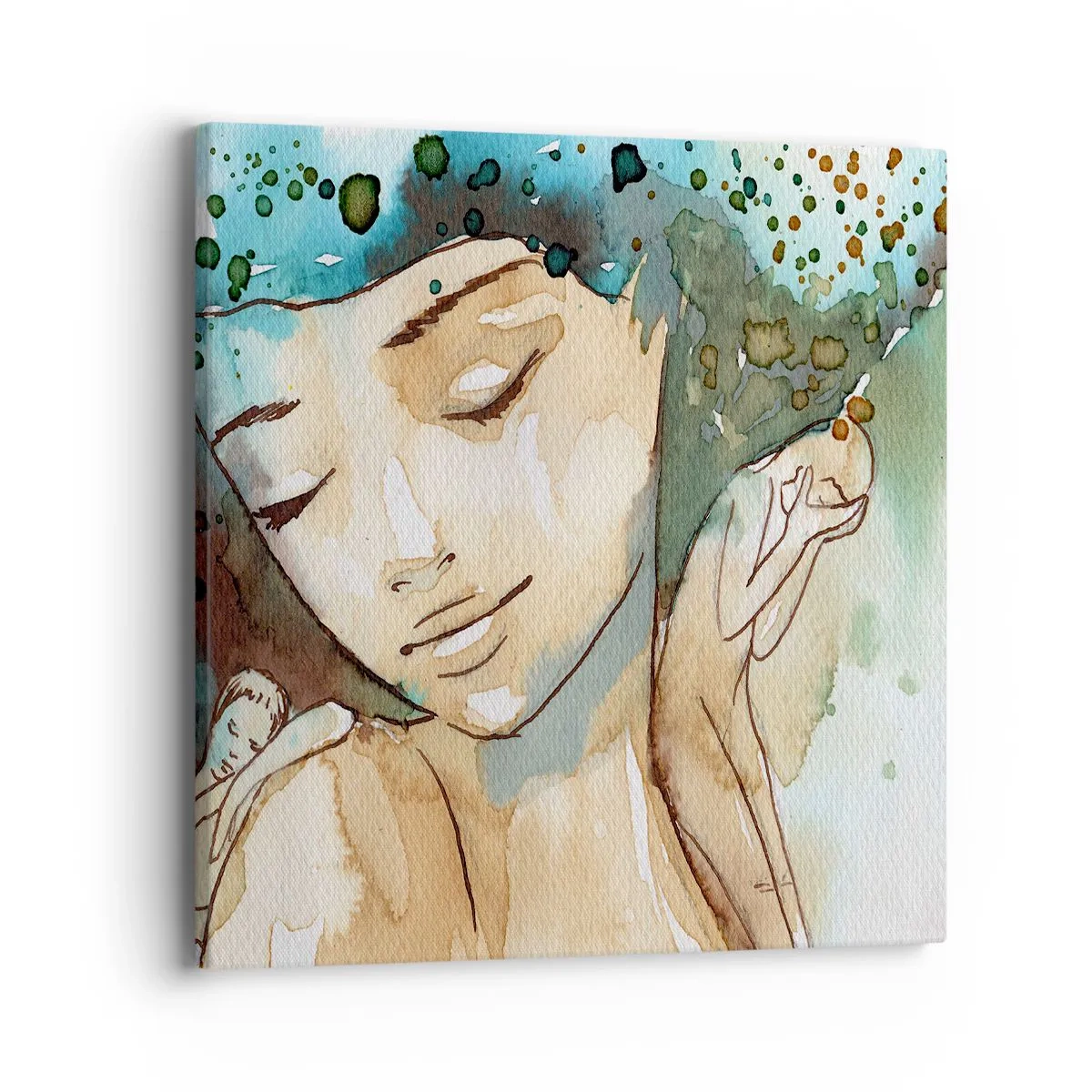 Tablou pe pânză - Lady în albastru - 40x40 cm