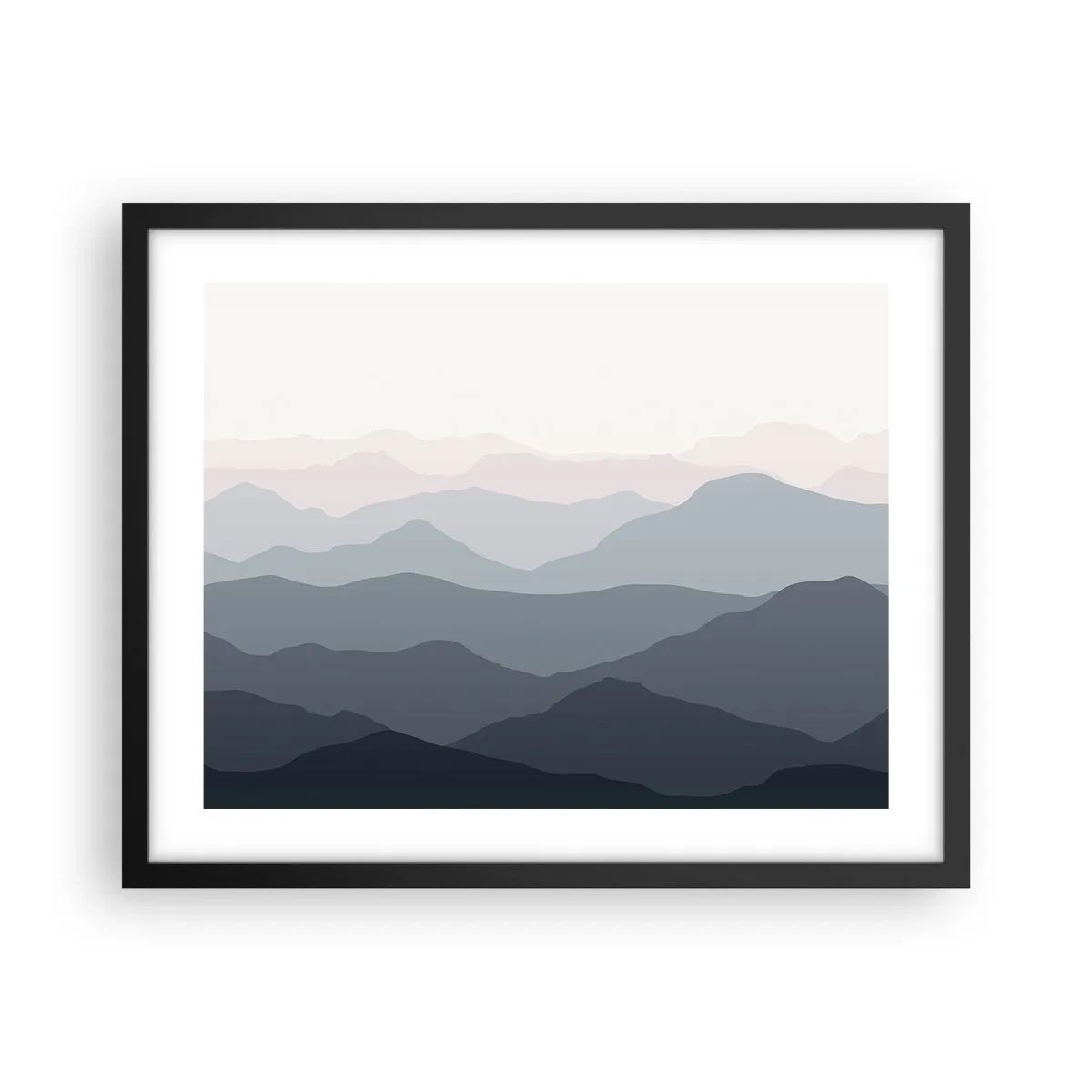 Poster în ramă neagră - Valuri de munți - 50x40 cm
