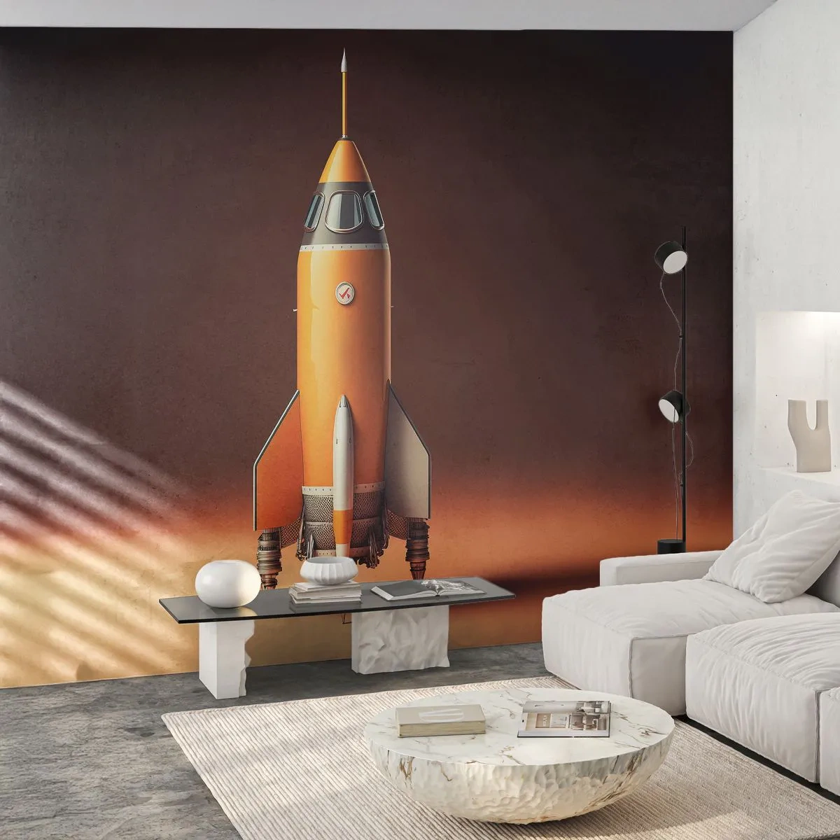 Tapet Standard Eco - Totul începe cu un vis - O rachetă spațială, Creion, Ştiinţă - 350x256 cm