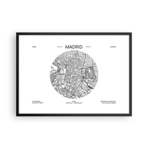 Poster în ramă neagră - Anatomia Madridului - 70x50 cm