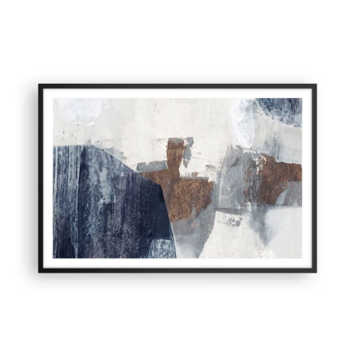 Poster în ramă neagră - Forme albastre-maronii - 91x61 cm