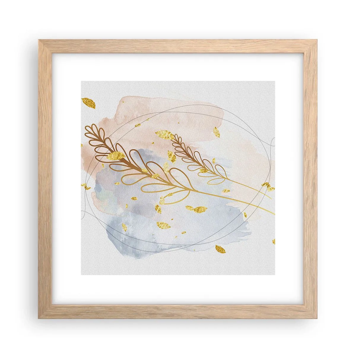 Poster în ramă de stejar deschis - Suflul de aur - 30x30 cm