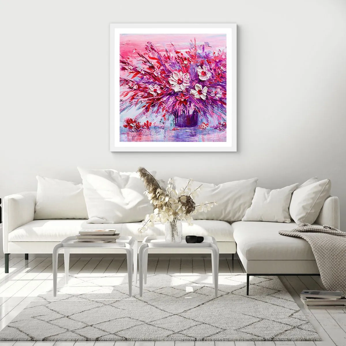 Poster în ramă albă - Inocență și pasiune  - 50x50 cm